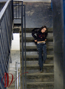 Hanging out on the stairs.