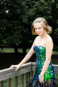 Kerstin in a beautiful blue and green sequined dress reminiscent of under sea life.