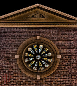 Stained Glass window on the side of the First United Methodist Church across from the Marietta Square.