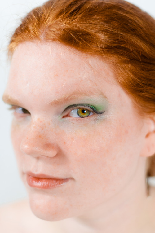 Closeup portrait to test Aimee's makeup for an all day group photo shoot.