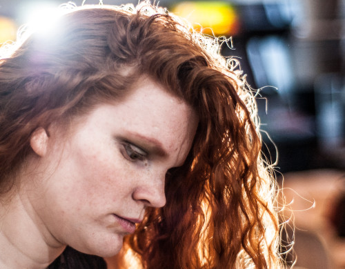 Aimee resting during an all day group photo shoot in 2009.